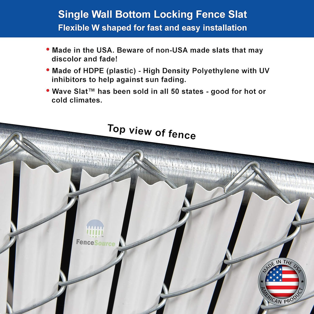 Wave Slat (9 Colors) Single Wall Bottom Locking Privacy Slat for 4', 5', 6', 7' and 8' Chain Link Fence (6 ft, Gray)