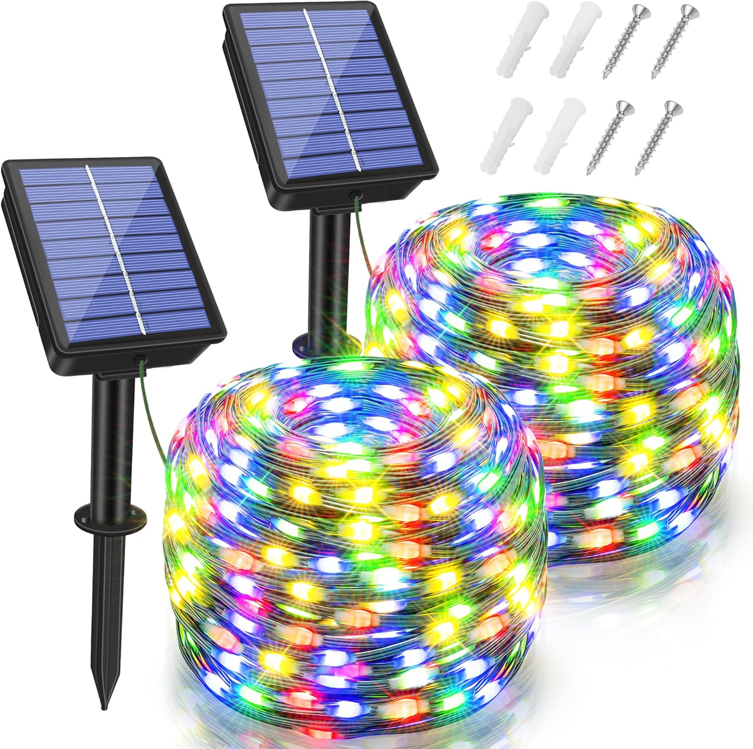2 Pack Solar String Lights Total 240LED 80FT, IP67 Waterproof Solar Lights for Outside with 8 Modes, Upgraded Solar Panel Fairy Lights for Garden Party Wedding Decorations (Multicolor) …