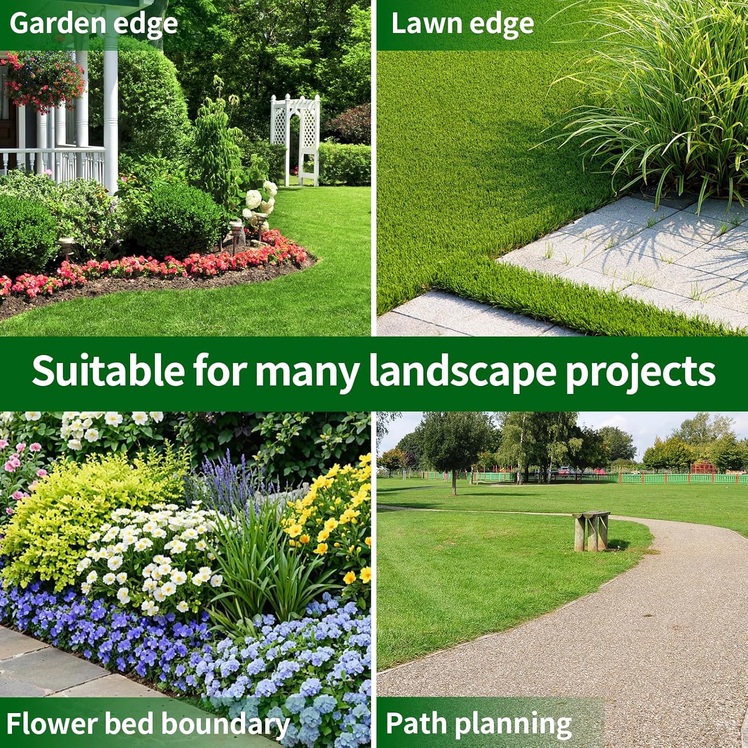 4 in x 50 Ft Garden Landscape Edging, No Dig Garden Edging Border Kit with 92 Pcs Spikes for Flower Bed Lawn Yard Grass Brown