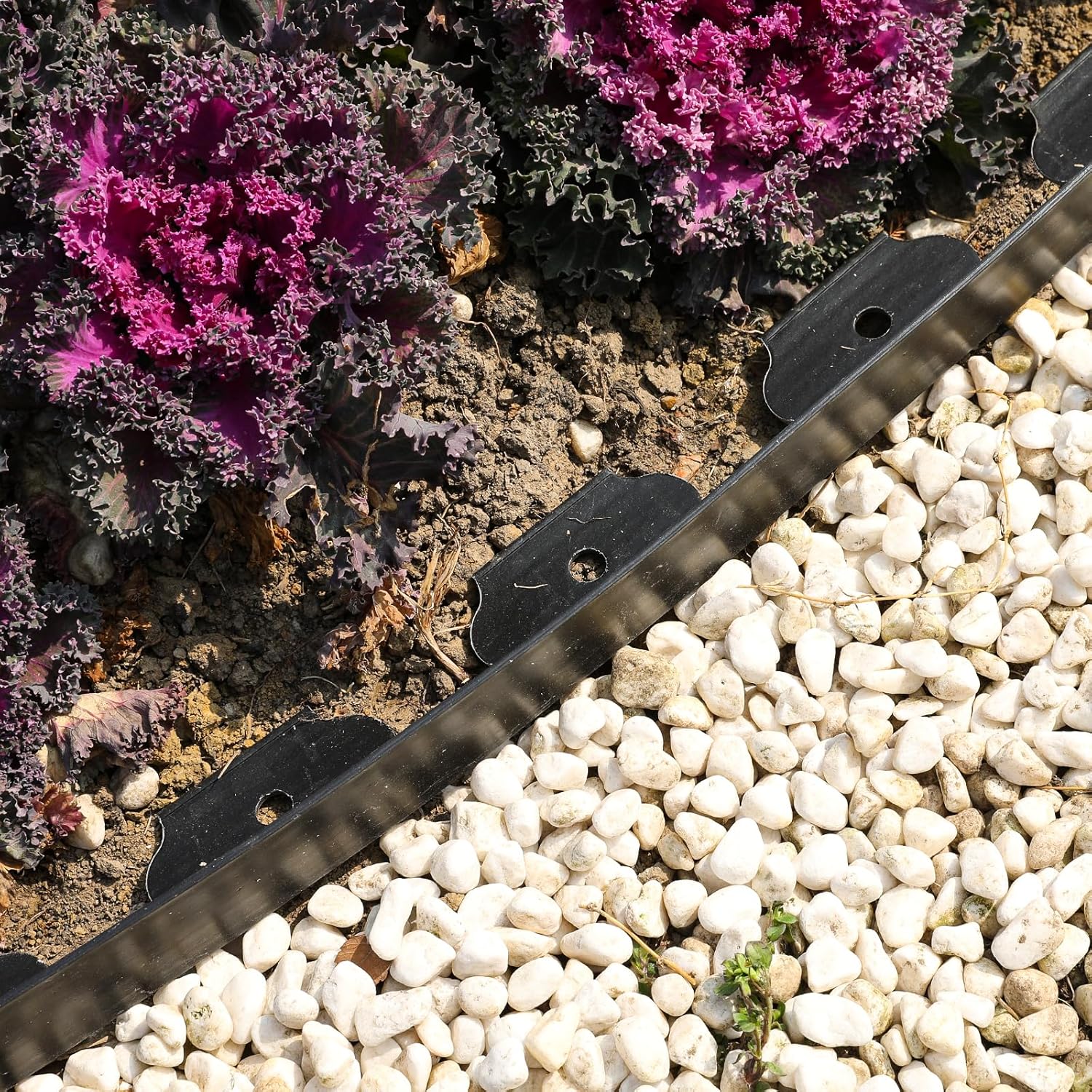 4 Inch Tall Garden Edging Border 33FT with 45pcs Spikes, Plastic Edging Border for Landscaping, Lawn, Garden, Flower Beds, Paver, Pathway