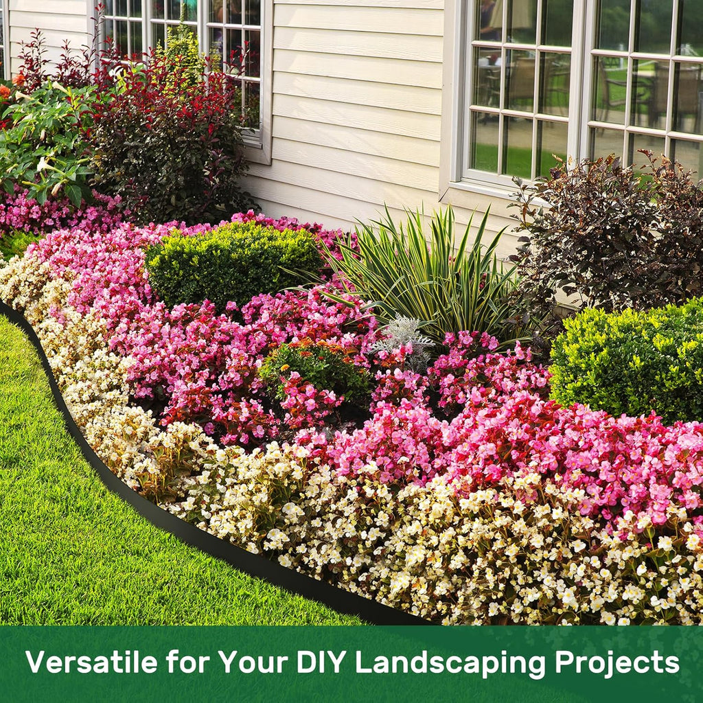 AGTEK Garden Edging 92FT Landscape Edging Kit 2 Inch Height Plastic Garden Border No Dig Lawn Border for Yard Flower Bed with 84 Stakes