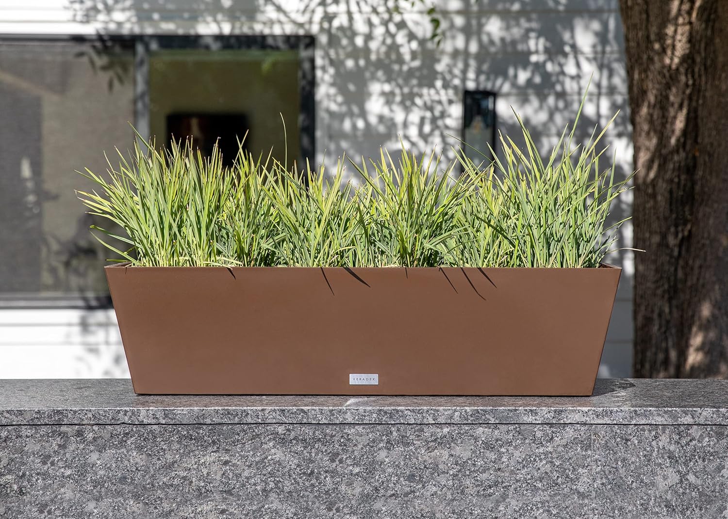 Veradek Pure Series Window Box Planter - Long Rectangular Planter for Indoor or Outdoor Windowsill/Balcony | Durable All-Weather Use with Drainage Holes | Modern Decor for Herbs, Small Plants, Flowers