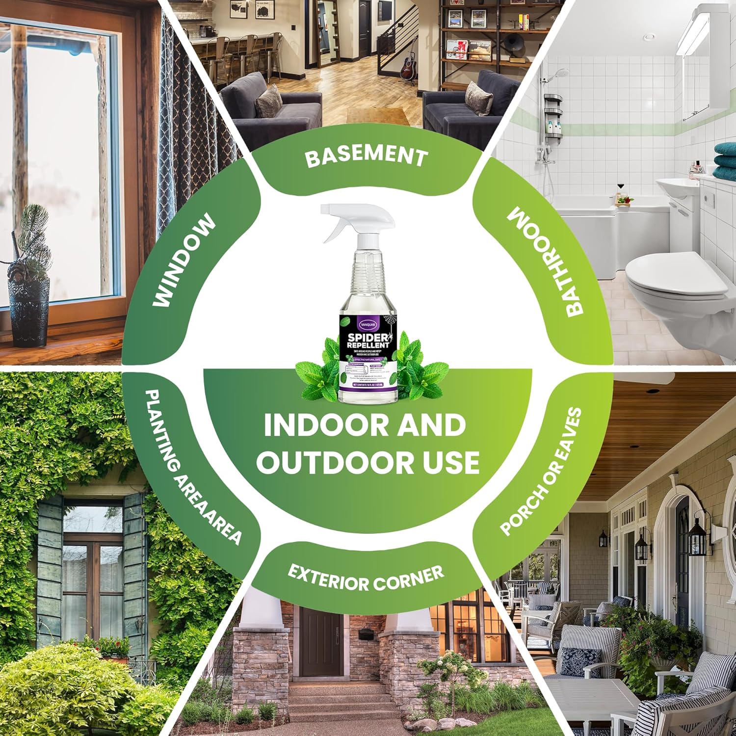 16 oz Peppermint Oil Spider Repellent Spray - Natural Insect Deterrent for Home & Garden