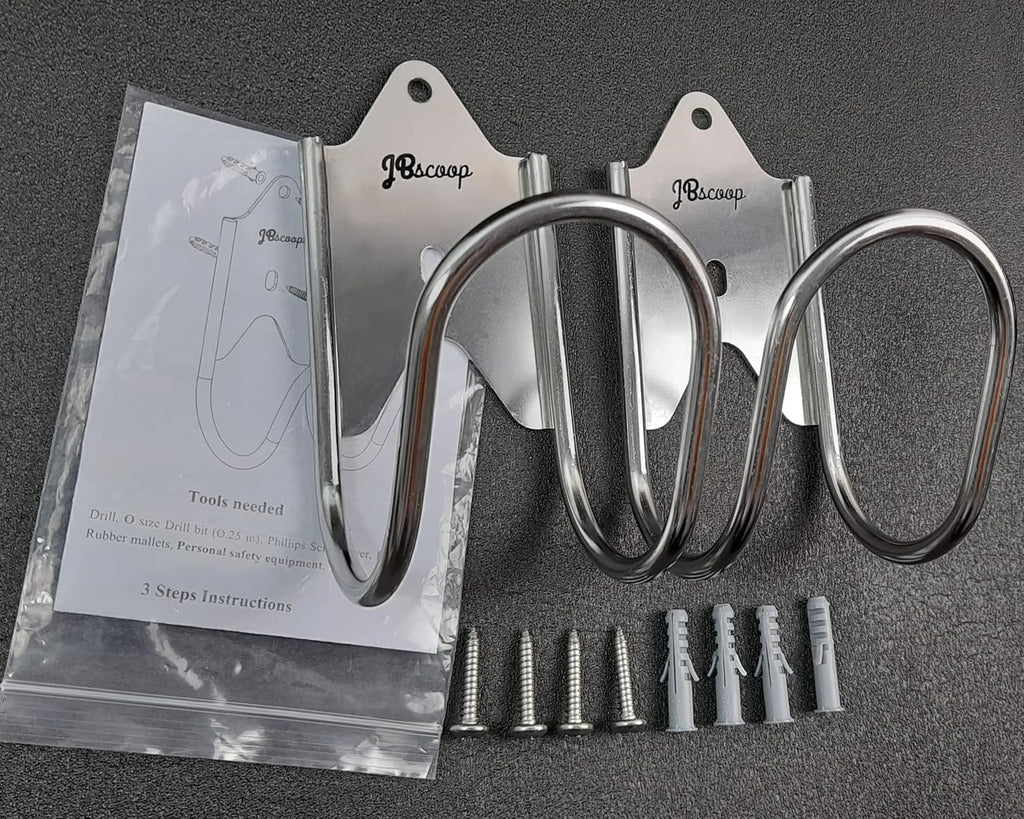 JBscoop Stainless Steel Garden Hose Hanger (Set of 2), for Garden Hose Holder, Rust Free Hose Holder Wall Mount, Heavy Duty Wall Mount Hose Hanger