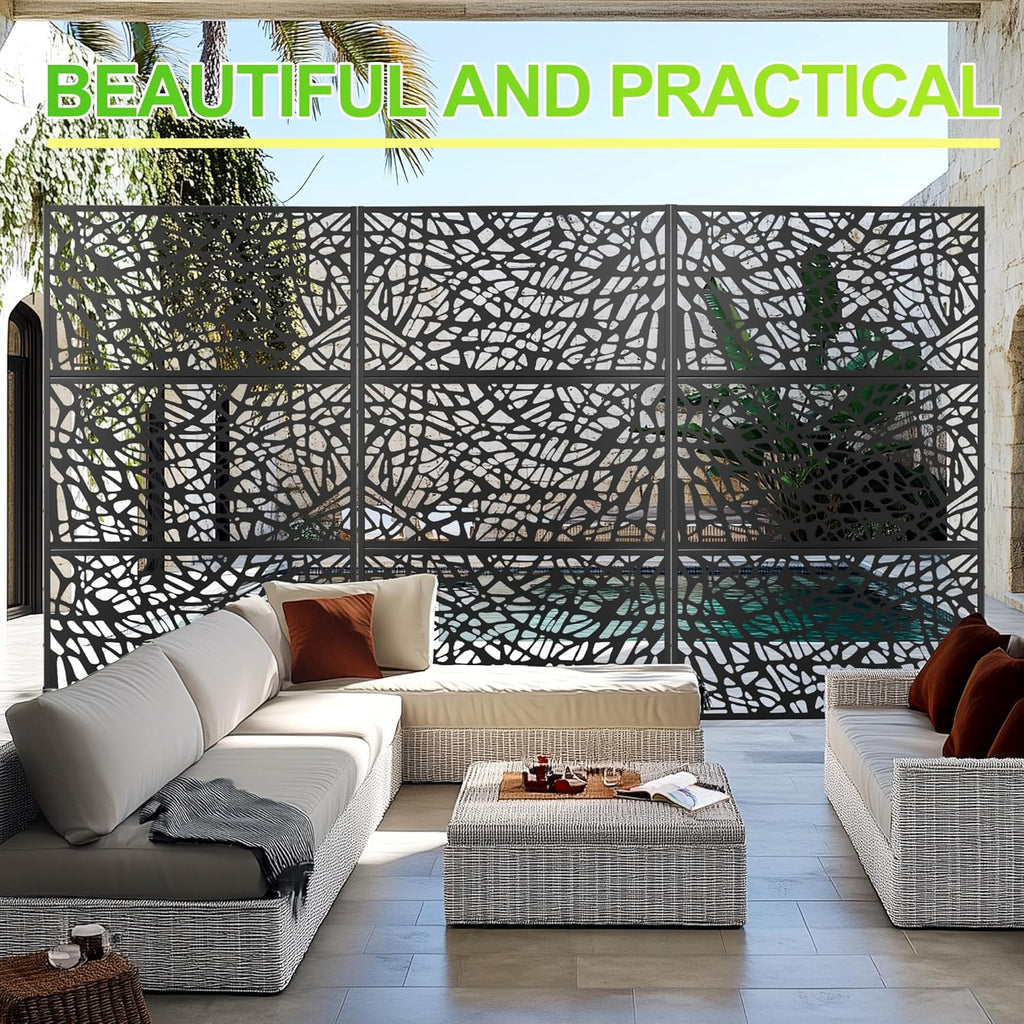Outdoor Privacy Screen,72" H×47" W Metal Privacy Screen, Freestanding Privacy Fence Panels for Patio