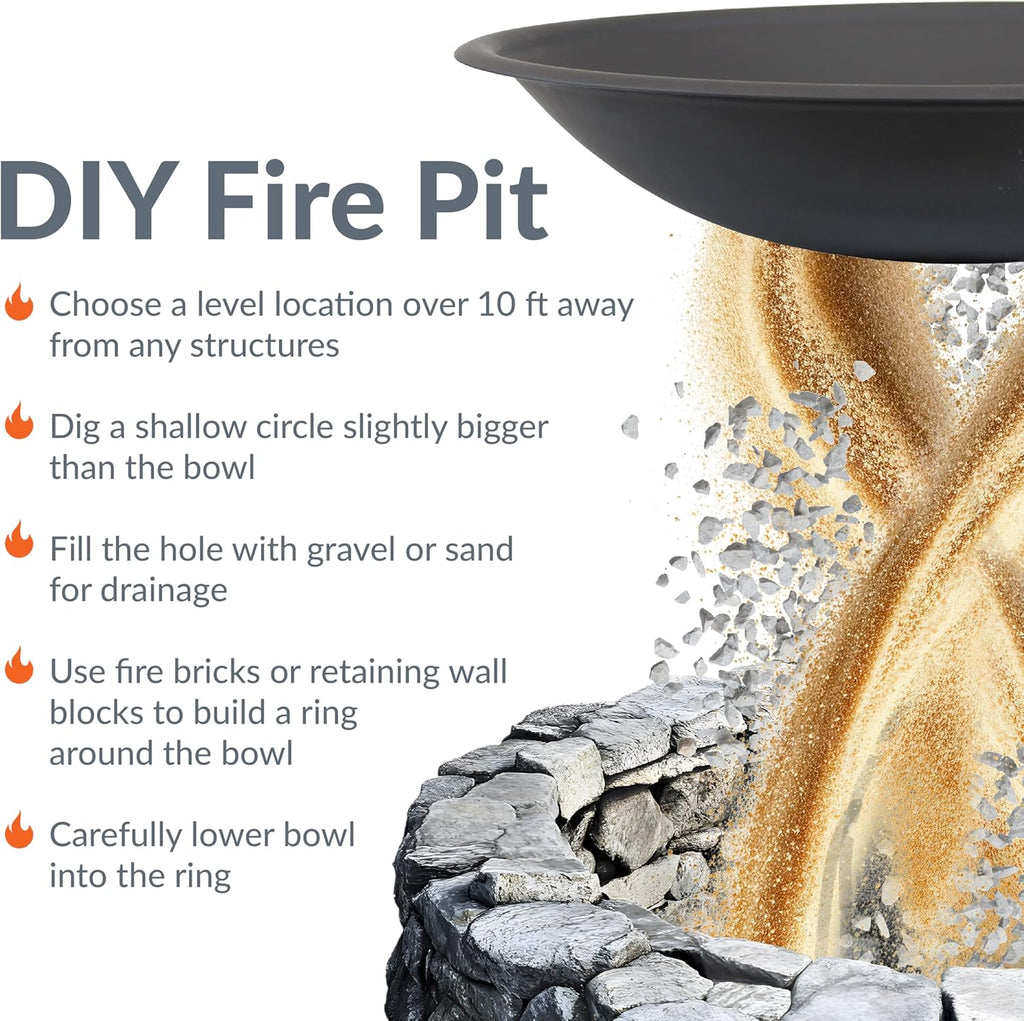 Sunnydaze Outdoor Fire Pit Bowl Replacement Insert for DIY Ring or Existing Stand - Wood-Burning Fire Bowl for Outside - 39-Inch