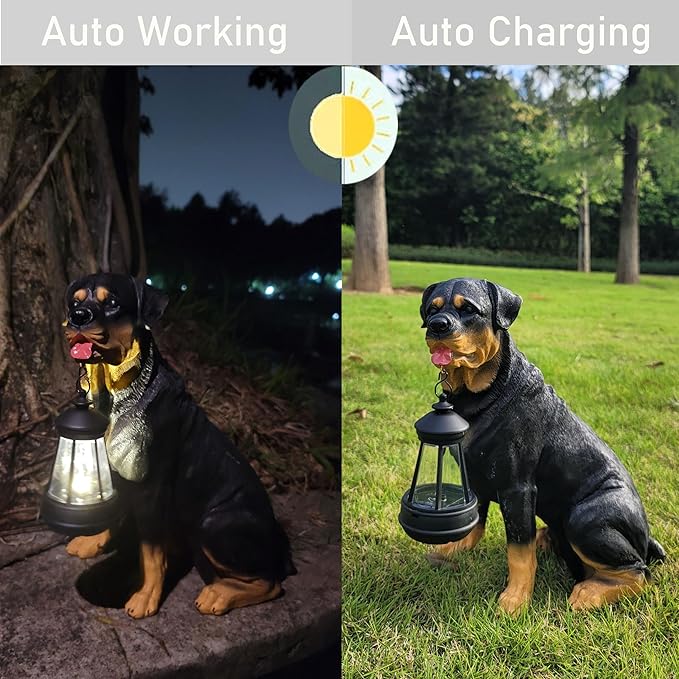 NASKY The Resin Handicraft Solar - Powered Hanging Lamp in The Shape of A Simulated Puppy of The Courtyard is Suitable for Places Such As Courtyards, Gardens and Balconies (Ronaway Dog)