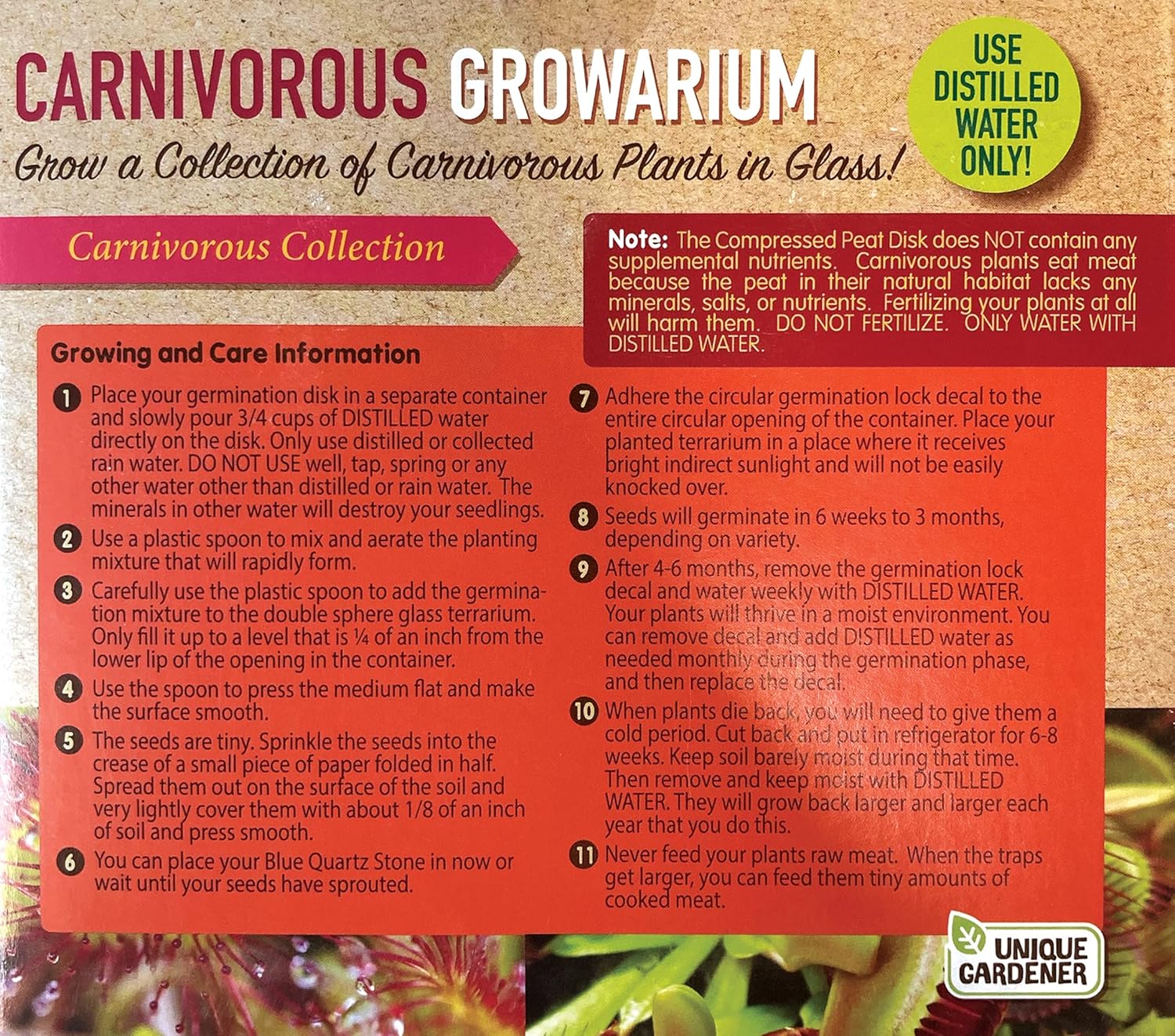 Grow Your Own Venus Fly Trap, Kids Garden Glass Terrarium Starting Kit to Sprout Flytrap and Sundew Plants, Includes Seed and Complete Terrarium Supplies for The Plant to Thrive