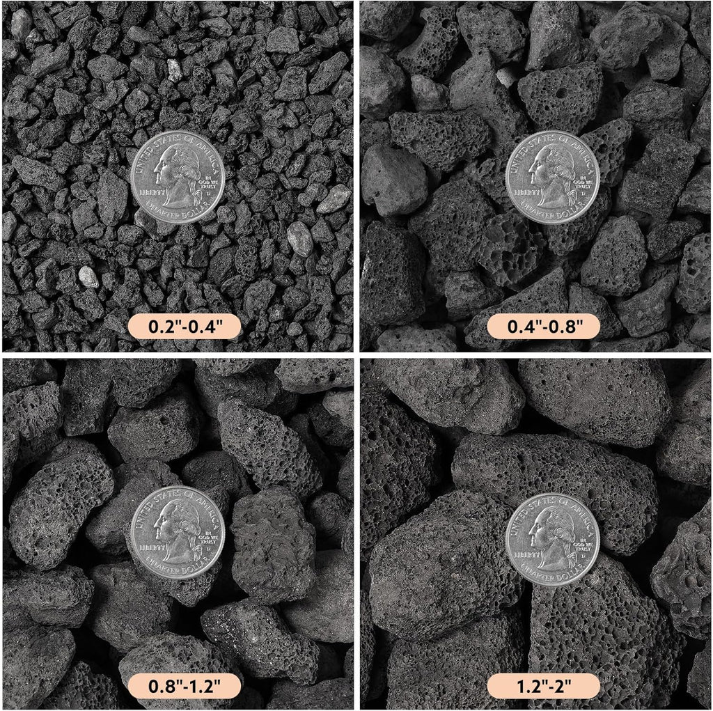5 lb 0.8-1.2 Inch Small Black Lava Rocks for Fire Pits, Indoor Fireplaces, Outdoor Gas Fire Tables, Garden Landscaping Decoration