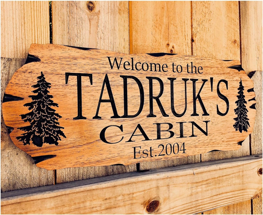 Personalized cabin sign Outdoor Sign Rustic Welcome Rustic Decor Family Wooden Sign