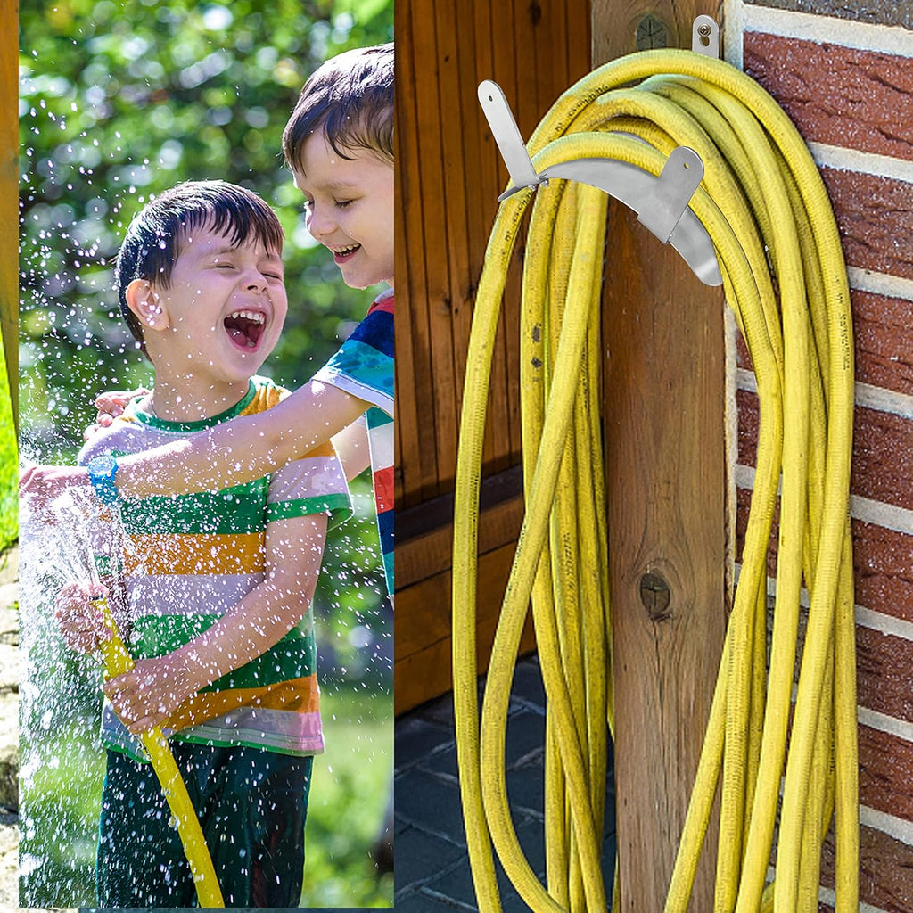 Gardzen Stainless Steel Hose Holder, Wall Mount Garden Hose Bracket Hanger for Outside