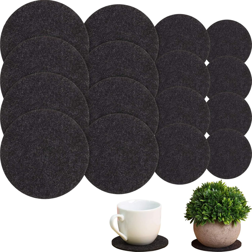 Patelai 16 Pieces Black Plant Coasters 4 Sizes Felt Cork Plant Reversible Round 4/6/ 8/10 Inch Fabric Cork Trivets Pads for Drinks Absorbent Waterproof Tray Pot for House Indoor
