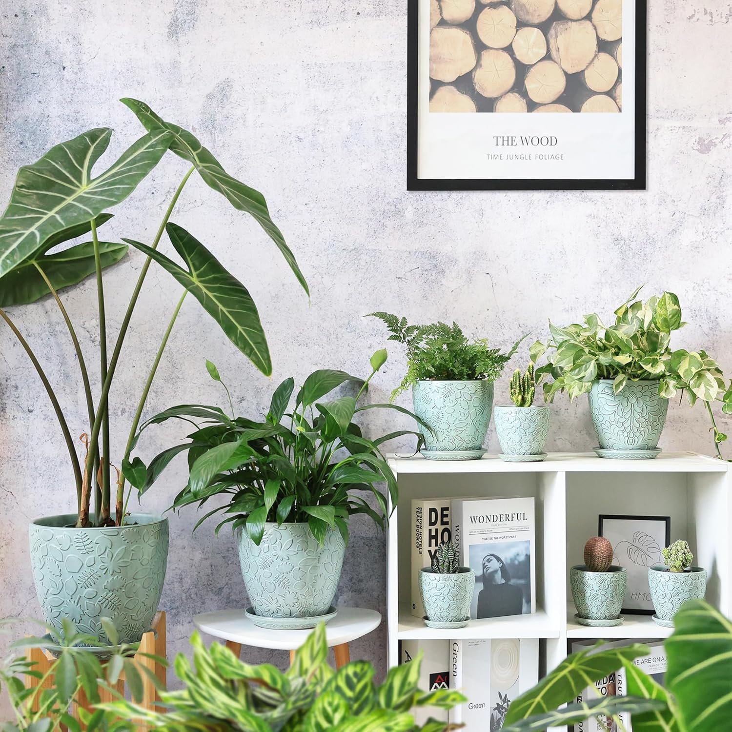 10 inch Plant Pots Ceramic Planter with Drainage Holes and Saucer for Multiple Plants, Indoor-Outdoor Garden Pots for Succulent, Orchid, and Flower