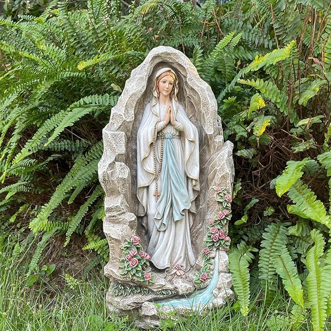 Our Lady of Lourdes Statue - 18 Inches Virgin Mary Statue Catholic Garden Decor, Our Lady of Lourdes Grotto Sculpture for Home Yard Patio Lawn Hallway Decor
