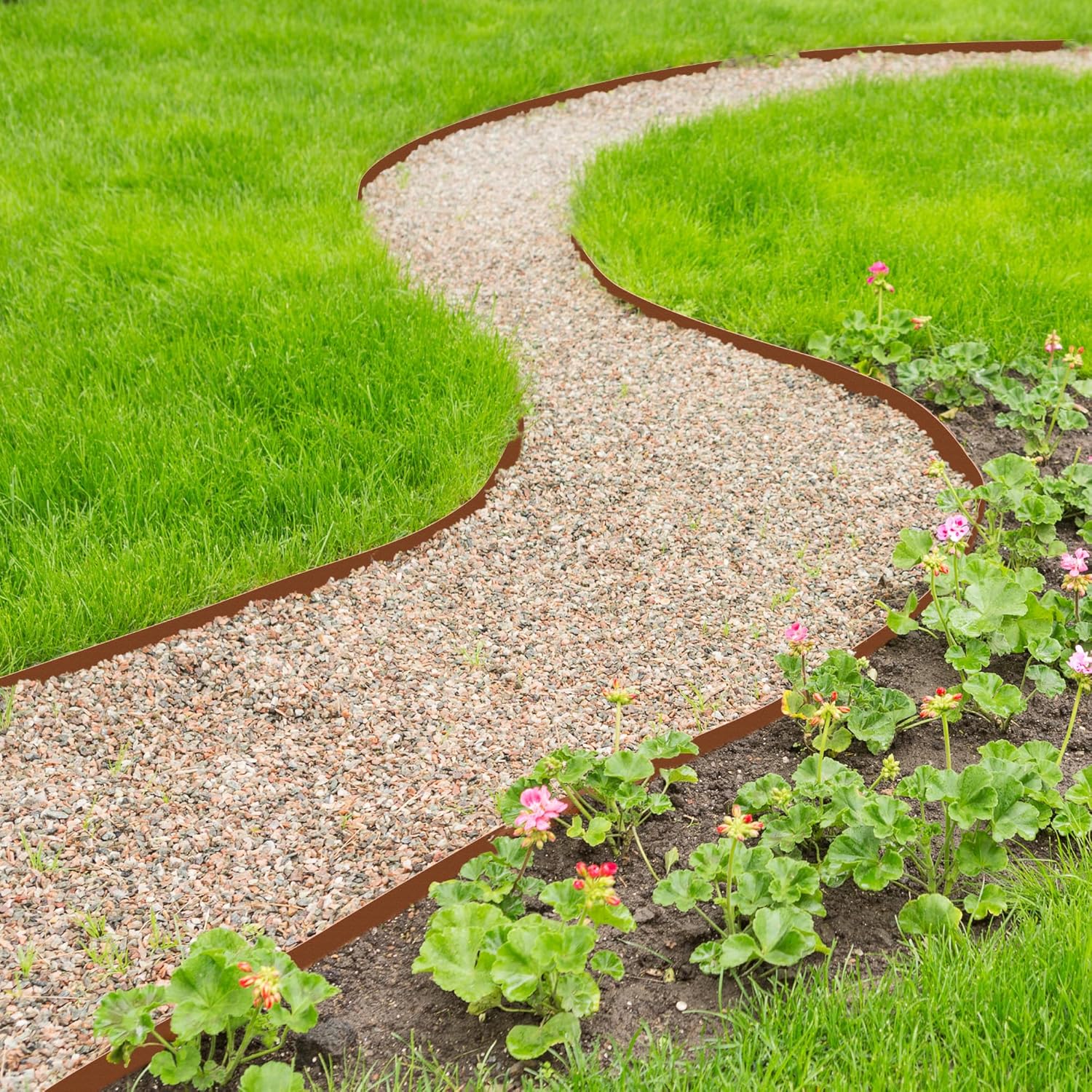 Worth Garden 6-Pack 6" H. Corten Steel Landscape Lawn Edging (20Ft Total) - Rust Patina Finish 18-Gauge Bendable Metal Strips - Hammer-in Edging Border - Buckle Connection - Yard Pathway Divider