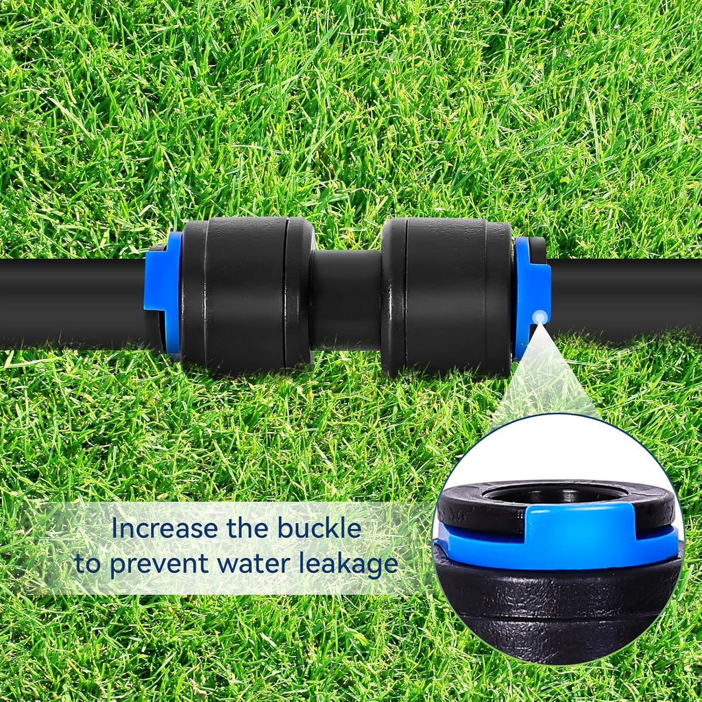 10 Pack 1/4" Drip Universal Straights Fitting Connectors, Quick Connect Universal Drip Irrigation Tubing Coupling Valve, Connector Locking Fitting for Sprinkler or Drip Irrigation System