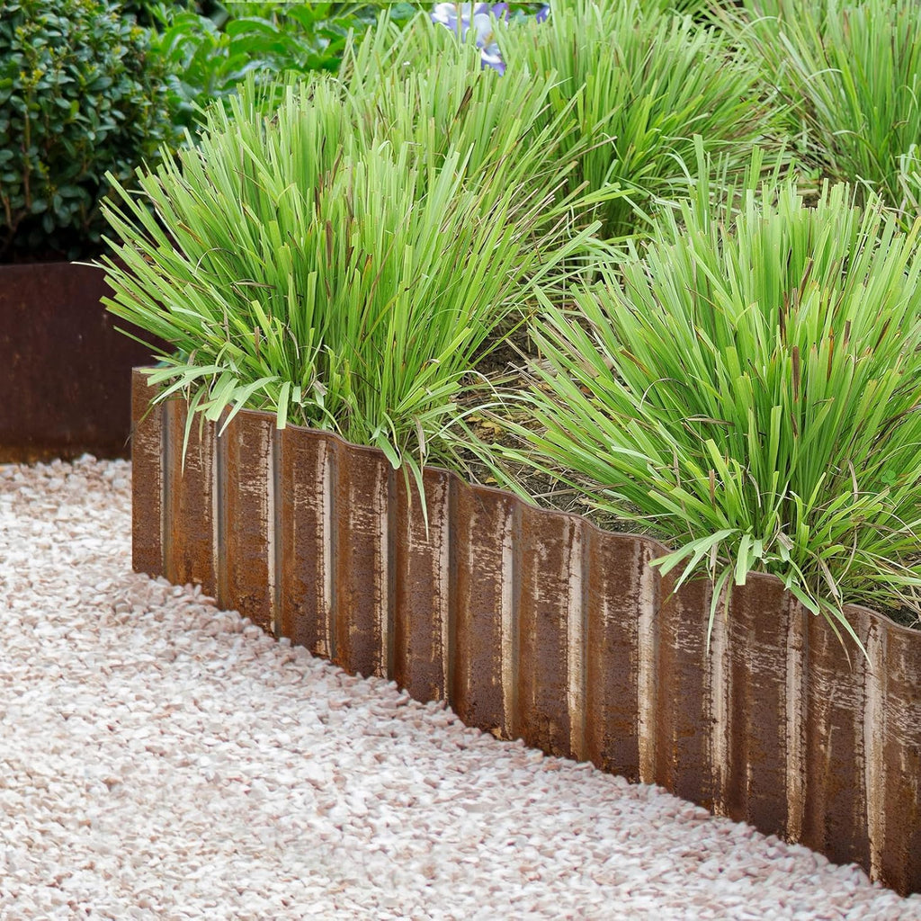 LAVEVE Corrugated Metal Garden Edging 10" x 20Ft, Landscape Edging Border for Lawn, Flower Bed, Garden Fence, Paver Edging (Real Rusted)