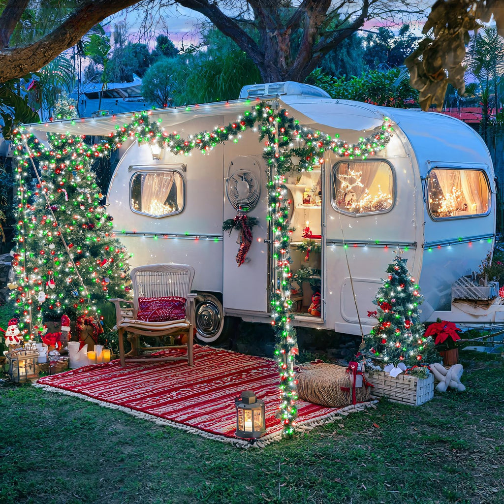 JMEXSUSS 2 Pack Red White and Green Solar Christmas Lights, Total 400 LED 151FT Solar String Lights Outdoor Waterproof, 8 Modes Solar Lights for Outside Tree Patio Christmas Decorations