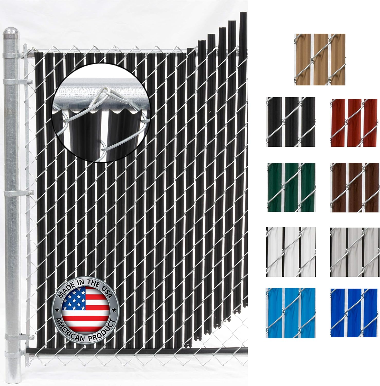 Wave Slat (9 Colors) Single Wall Bottom Locking Privacy Slat for 4', 5', 6', 7' and 8' Chain Link Fence (8 ft, Black)