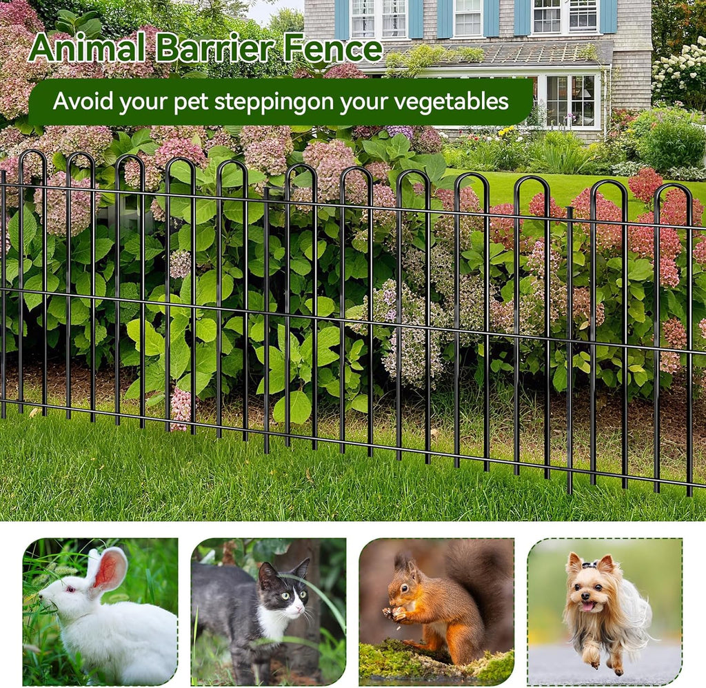 25 Panels Decorative Garden Fence, 50ft X 32in Rustproof Metal Animal Barrier Fence, No Dig Fence Garden Fence, Arched Flower Bed Edging Ornamental Wire Border Fencing for Outdoor Yard, Patio Decor