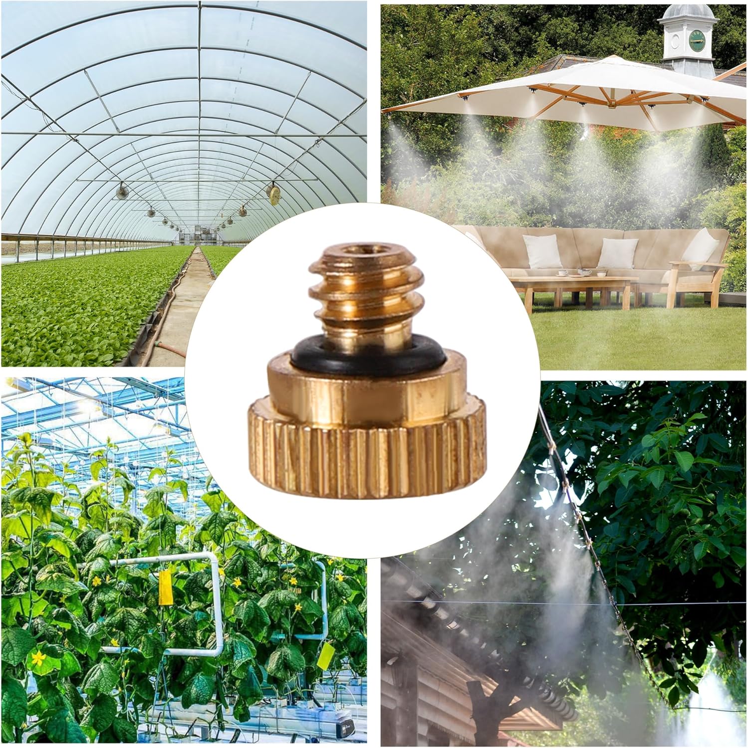 50 Pack Brass Misting Nozzles with 50Pc Brass Misting Nozzles O Ring,Heavy Duty Misting Nozzle 0.02" Orifice (0.5 mm)10/24 UNC for Outdoor Cooling System Dust Control