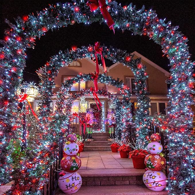 100 LED Christmas Lights Outdoor - 33ft Christmas String Lights 8 Modes Plug in Waterproof Twinkle Fairy Lights with Timer Memory for Indoor Outside Bedroom Home Party Decoration, Red&White