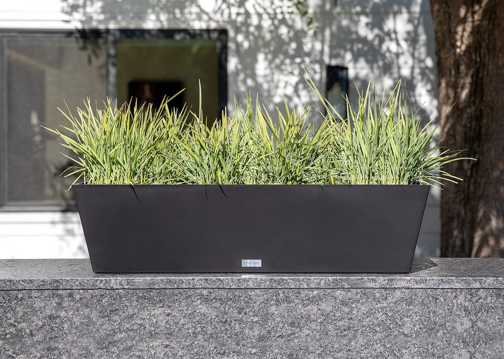 Veradek Pure Series Window Box Planter - Long Rectangular Planter for Indoor or Outdoor Windowsill/Balcony | Durable All-Weather Use with Drainage Holes | Modern Decor for Herbs, Small Plants, Flowers