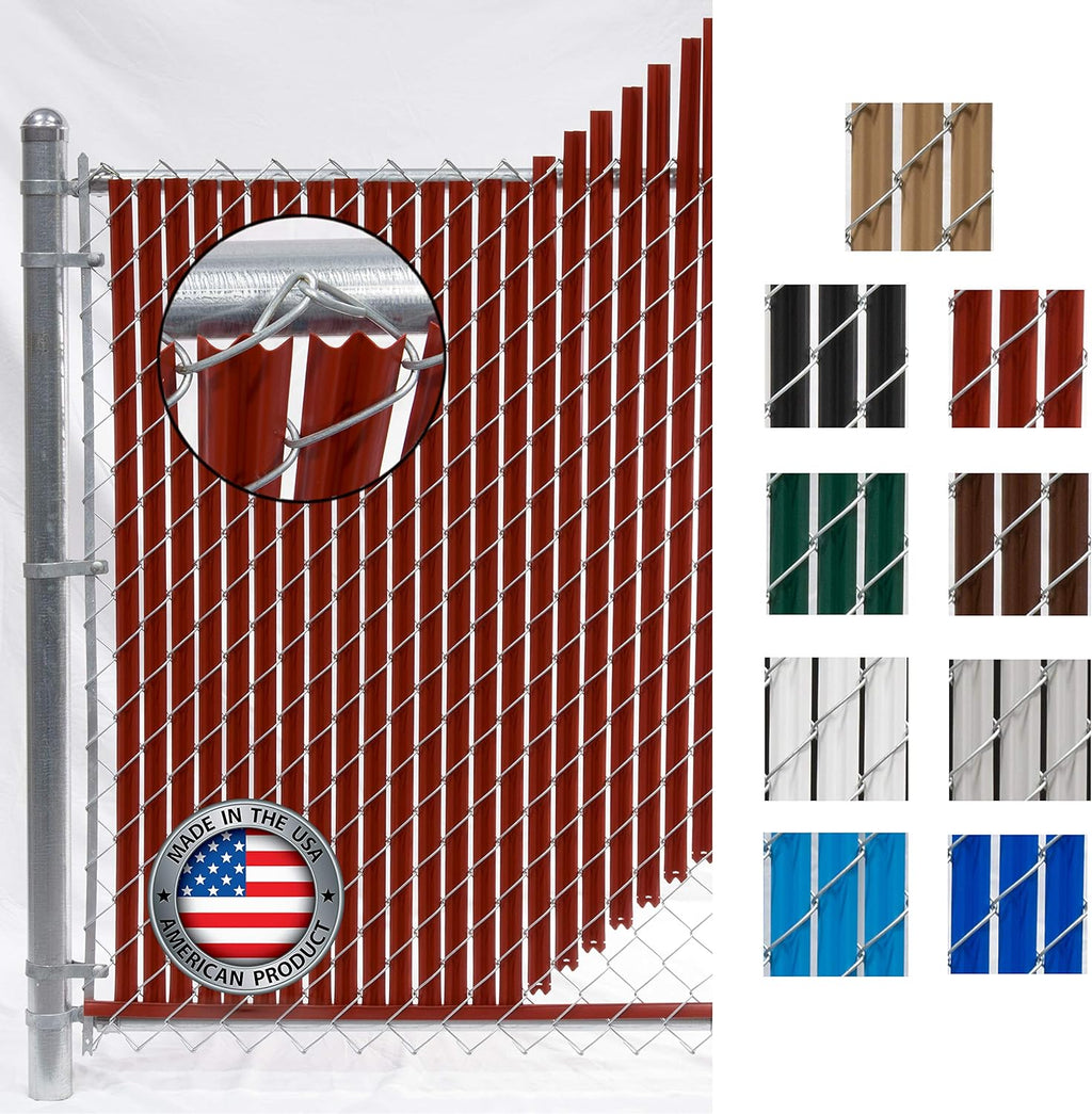 Wave Slat (9 Colors) Single Wall Bottom Locking Privacy Slat for 4', 5', 6', 7' and 8' Chain Link Fence (8 ft, Redwood)
