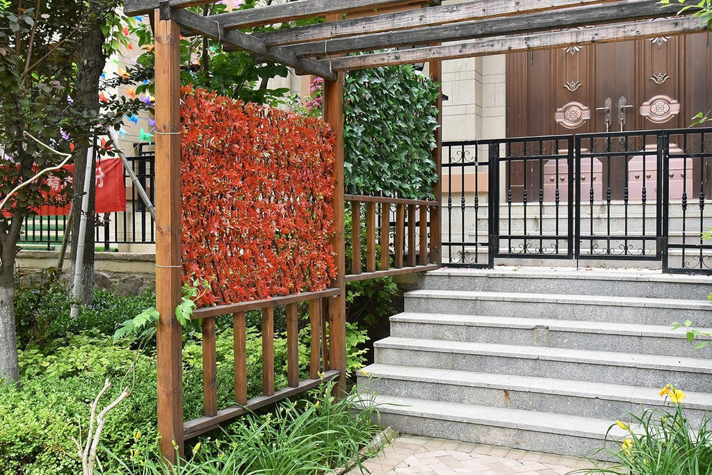 Expandable Fence Privacy Screen for Balcony Patio Outdoor,Decorative Faux Ivy Fencing Panel,Artificial Hedges (Single Sided Leaves) (1, Green-Ivy)