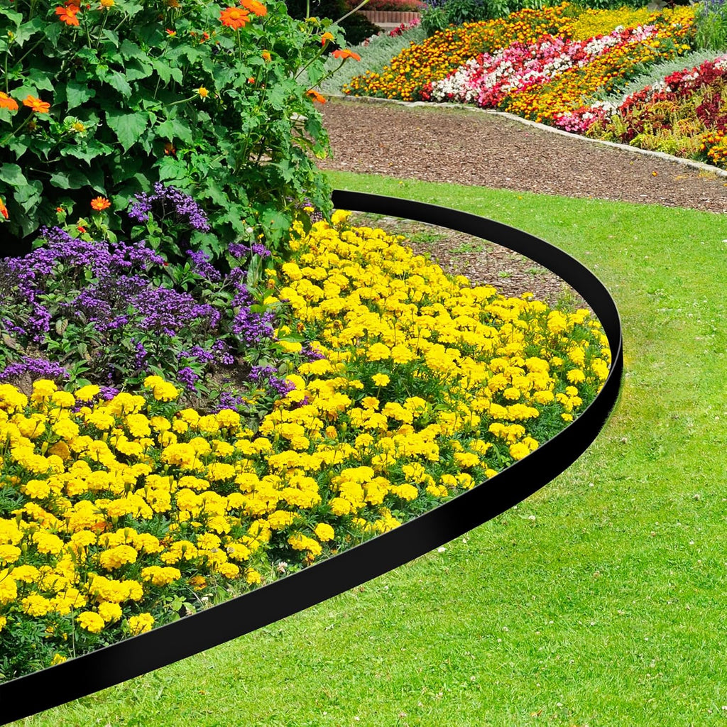 4 Inch Tall Garden Edging Border 33FT with 45pcs Spikes, Plastic Edging Border for Landscaping, Lawn, Garden, Flower Beds, Paver, Pathway