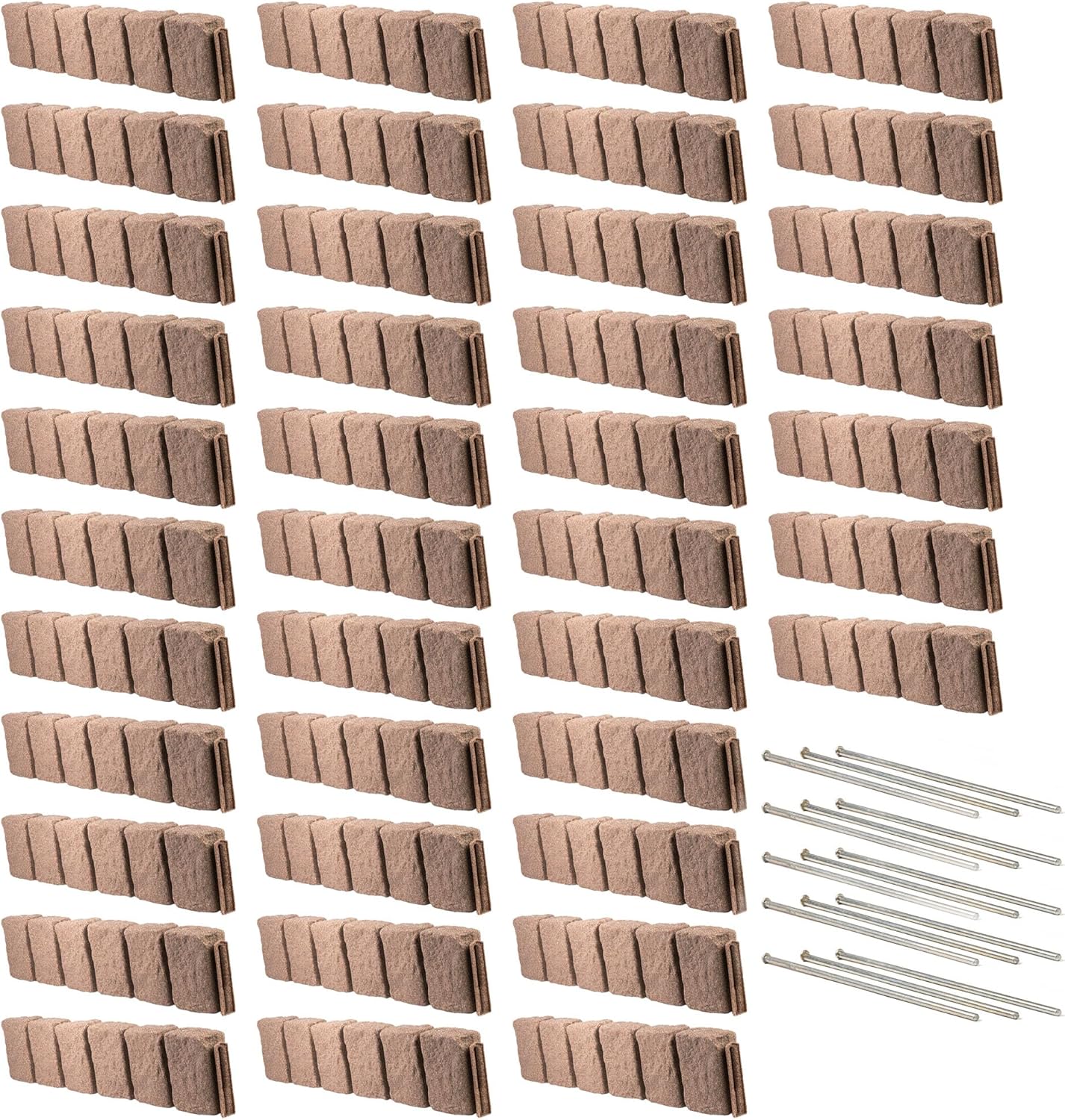 Beuta Landscape Edging | Garden Edging Border | Faux Stone Block XL for Lawn Edging, Flower Beds & Yard Edging – 40 Pack | Each Section Has 6 Blocks 48" L x 4" W x 9.5" H | 120 Spikes | Cobblestone