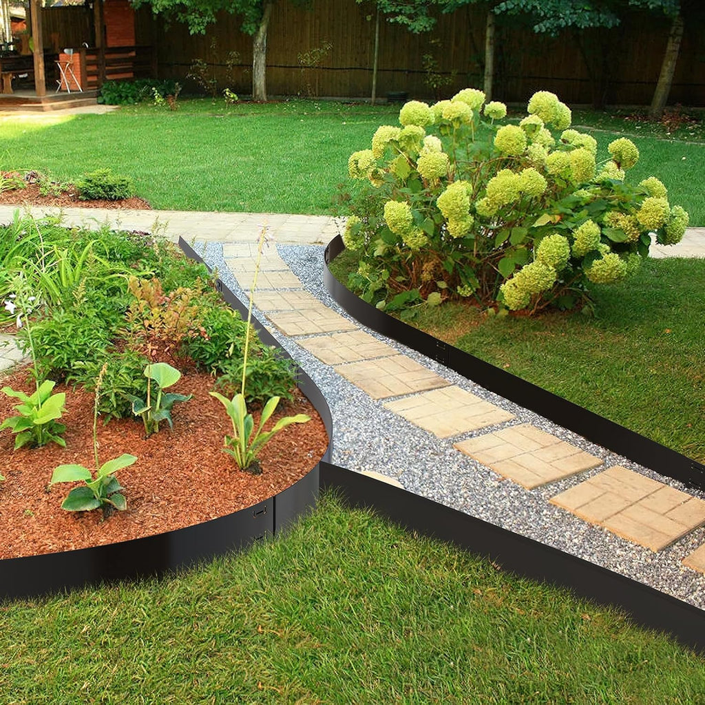 6-Pack Metal Landscape Edging,12 inch Depth 20 ft Total Length,Black Powder Coated Metal Edging for Landscaping,Yard, Garden, Lawn