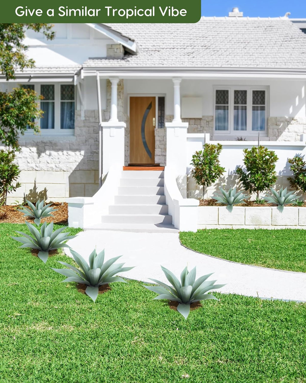 Velener Artificial Outdoor Blue Agave Plant - Small Size UV Resistant Fake Agave Plants for Indoor and Outdoor Decor(14 Inch)-2 Pack