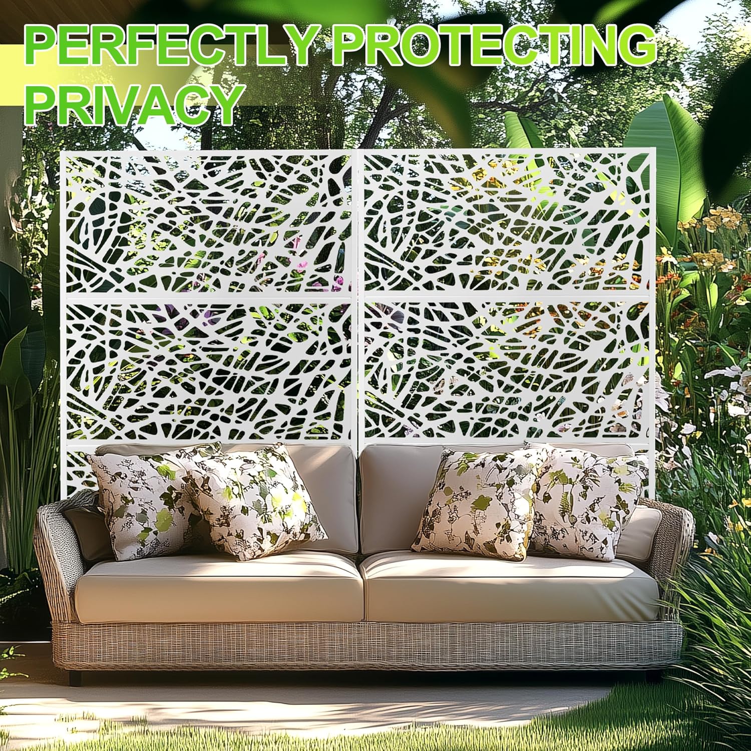 Outdoor Privacy Screen,72" H×47" W Metal Privacy Screen, Freestanding Privacy Fence Panels for Patio