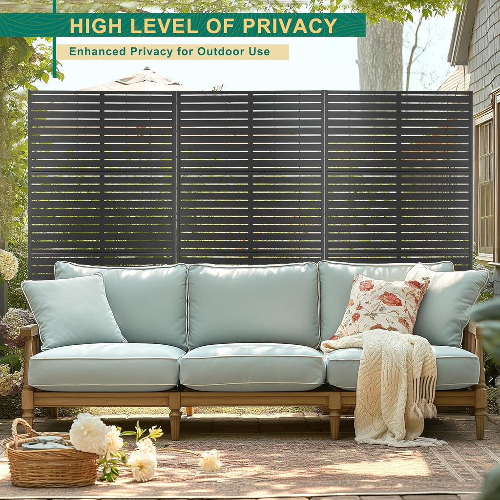 72" H×47" W Metal Privacy Screen Outdoor Privacy Screen Freestanding, Outdoor Privacy Screens and Panels for Patio Lawn Deck, Outdoor Privacy Panels Decorative Privacy Fence(Consists of 3 Panels)