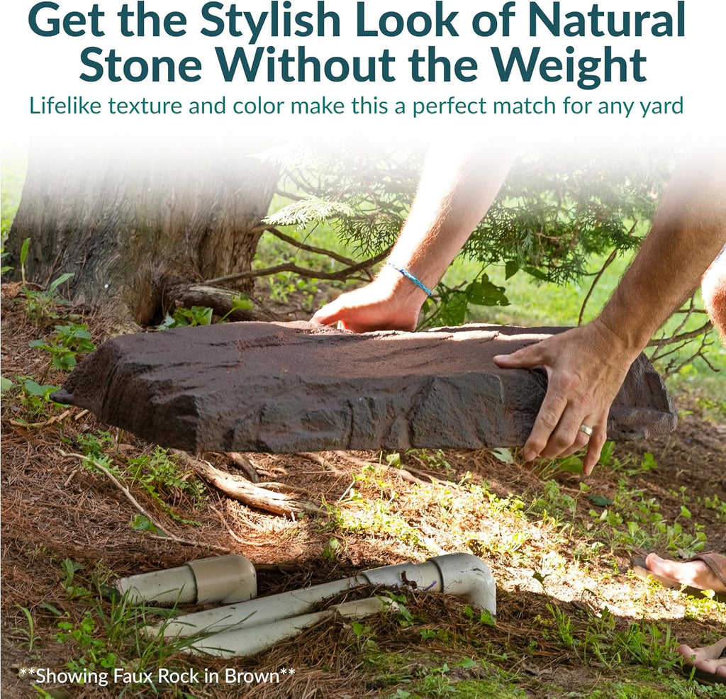 Sunnydaze 3.5” H Polyresin Faux Landscape Rock Cover - Lightweight Fake Rock Well Pump Cover for Outside - Sand