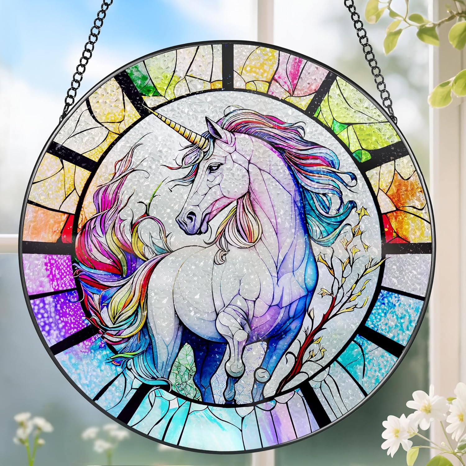 Stained Glass Window Hanging, Stained Glass Suncatcher, Unicorn Sun Catcher, Window Decor, Unicorn Gift, Gifts for Mothers Day, Christmas or Birthday Gift, Gifts for Her Mom Grandmother Daughter