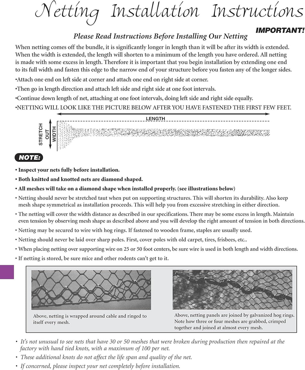 Excursions Aviary Netting 1" Heavy Knotted Poultry Net (12.5' x 100')