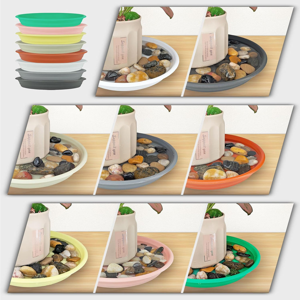 12Pcs Colourful Plant Saucer, 6 8 10 Inch Durable Plastic Plant Tray, Round Plant Pot Saucers, Drip Tray for Indoor and Outdoor Garden, Cyan