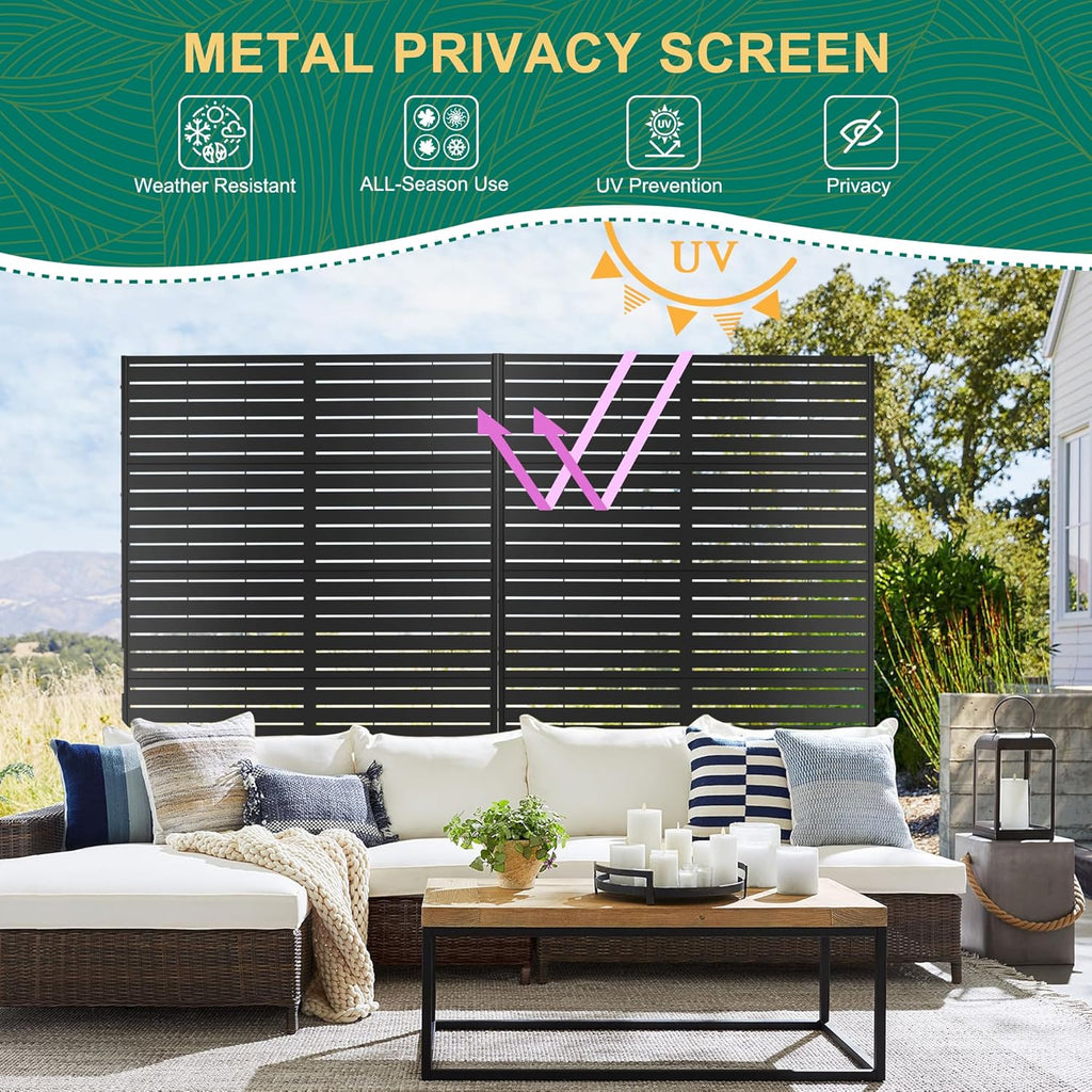 72" H×44" W Metal Privacy Screen Outdoor Privacy Screen Freestanding, Outdoor Privacy Screens and Panels for Patio Lawn Deck, Outdoor Privacy Panels Decorative Privacy Fence(Consists of 5 Panels)