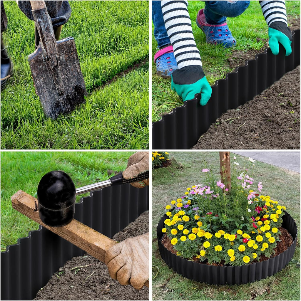 LAVEVE Corrugated Metal Garden Edging 8" x 20Ft, Landscape Edging Border for Lawn, Flower Bed, Garden Fence, Paver Edging (Graphite)