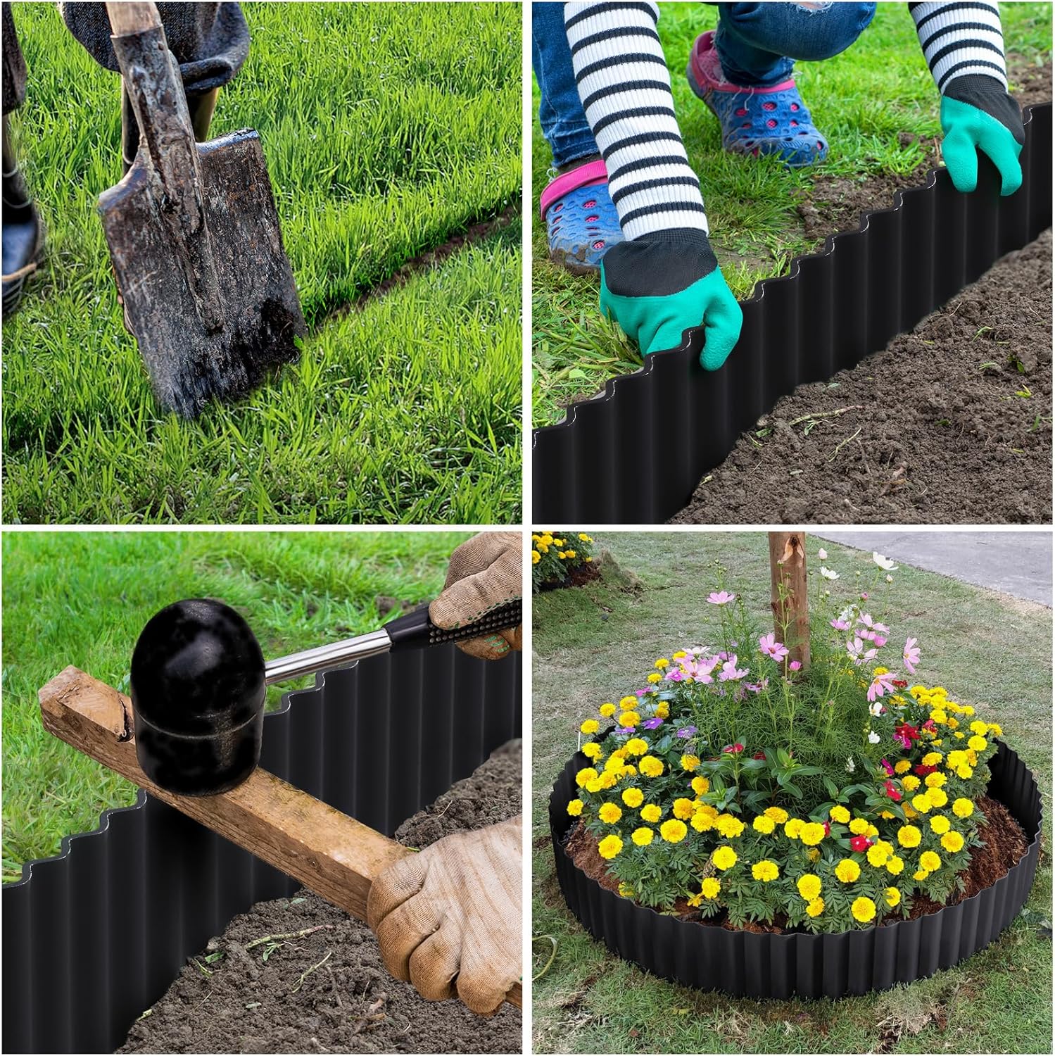 LAVEVE Corrugated Metal Garden Edging 6" x 20Ft, Landscape Edging Border for Lawn, Flower Bed, Garden Fence, Paver Edging (Graphite)