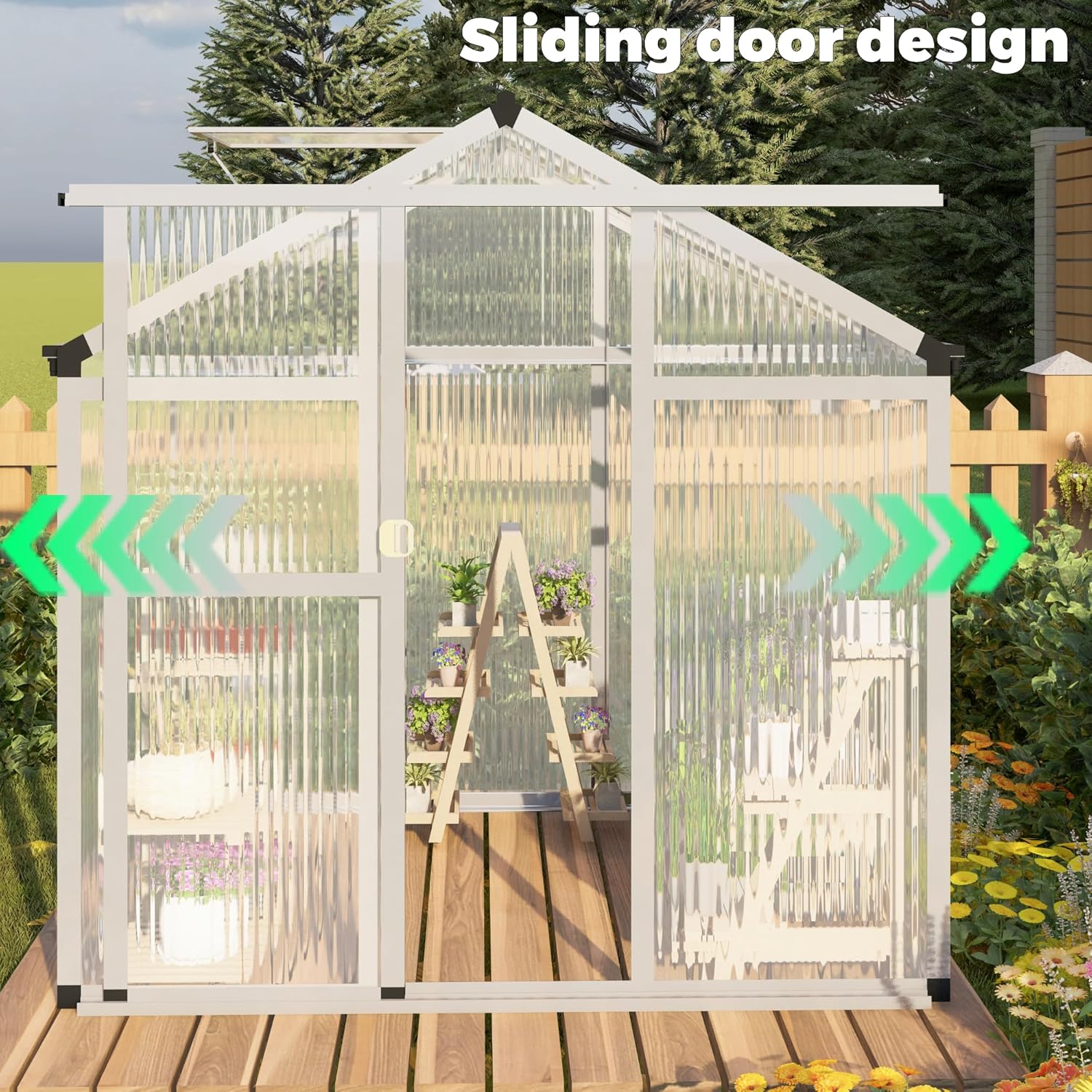 6 x 10FT Greenhouse for Outdoors,Polycarbonate Garden Backyard,Silver