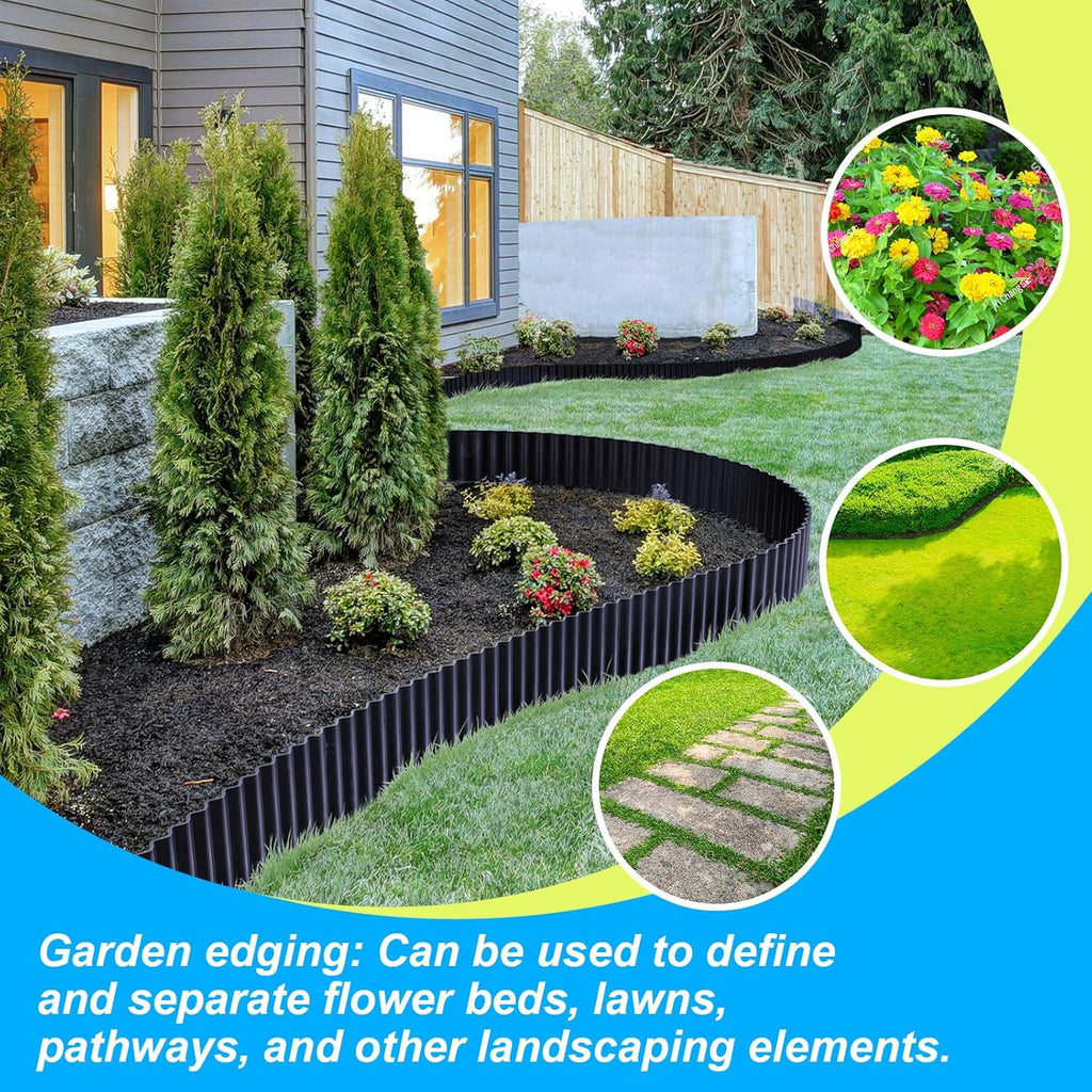 LAVEVE Corrugated Metal Garden Edging 6" x 20Ft, Landscape Edging Border for Lawn, Flower Bed, Garden Fence, Paver Edging (Graphite)