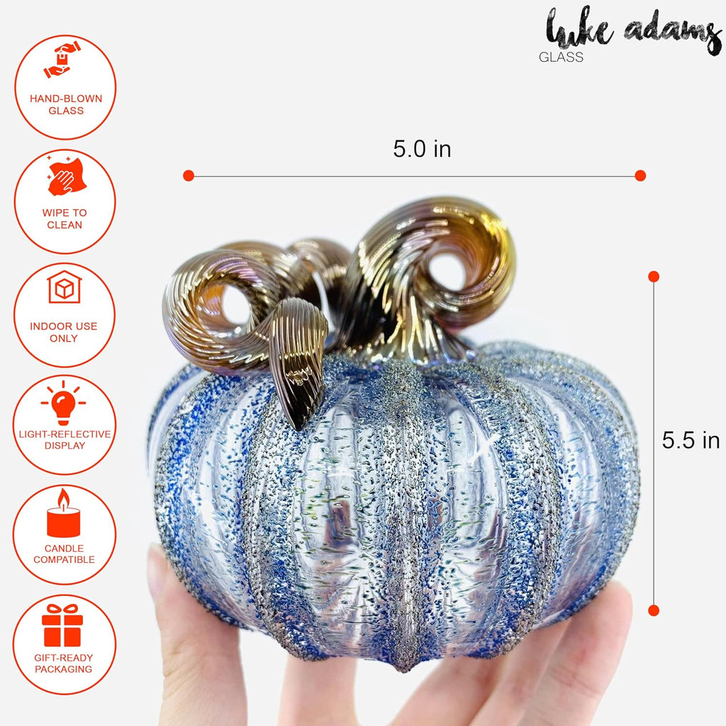 Luke Adams Glass Handmade Glass Pumpkins Handmade Table Top Home Decor (Squat, Happily Ever After)