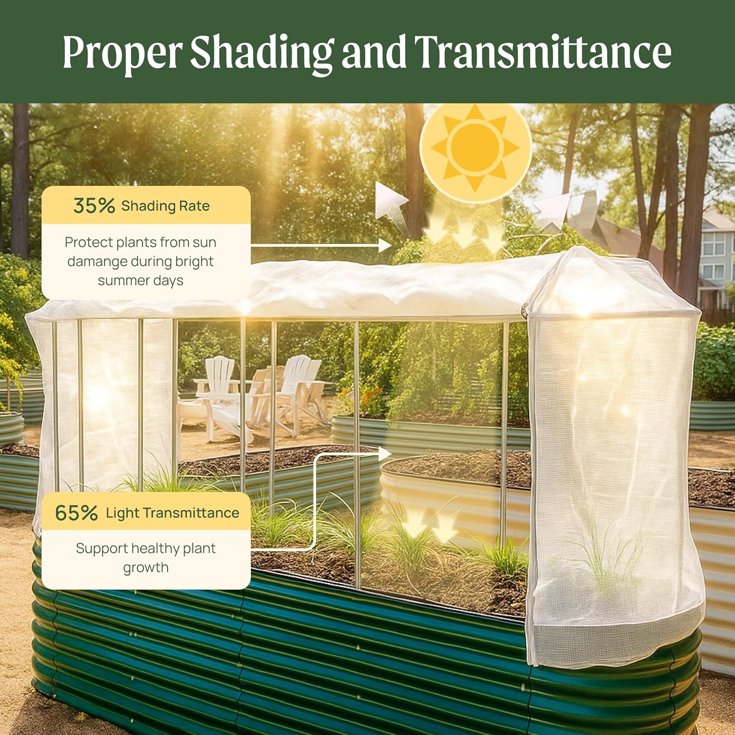 Vego garden Cover System for 3.5' x 5.0' (6 in 1) Garden Bed