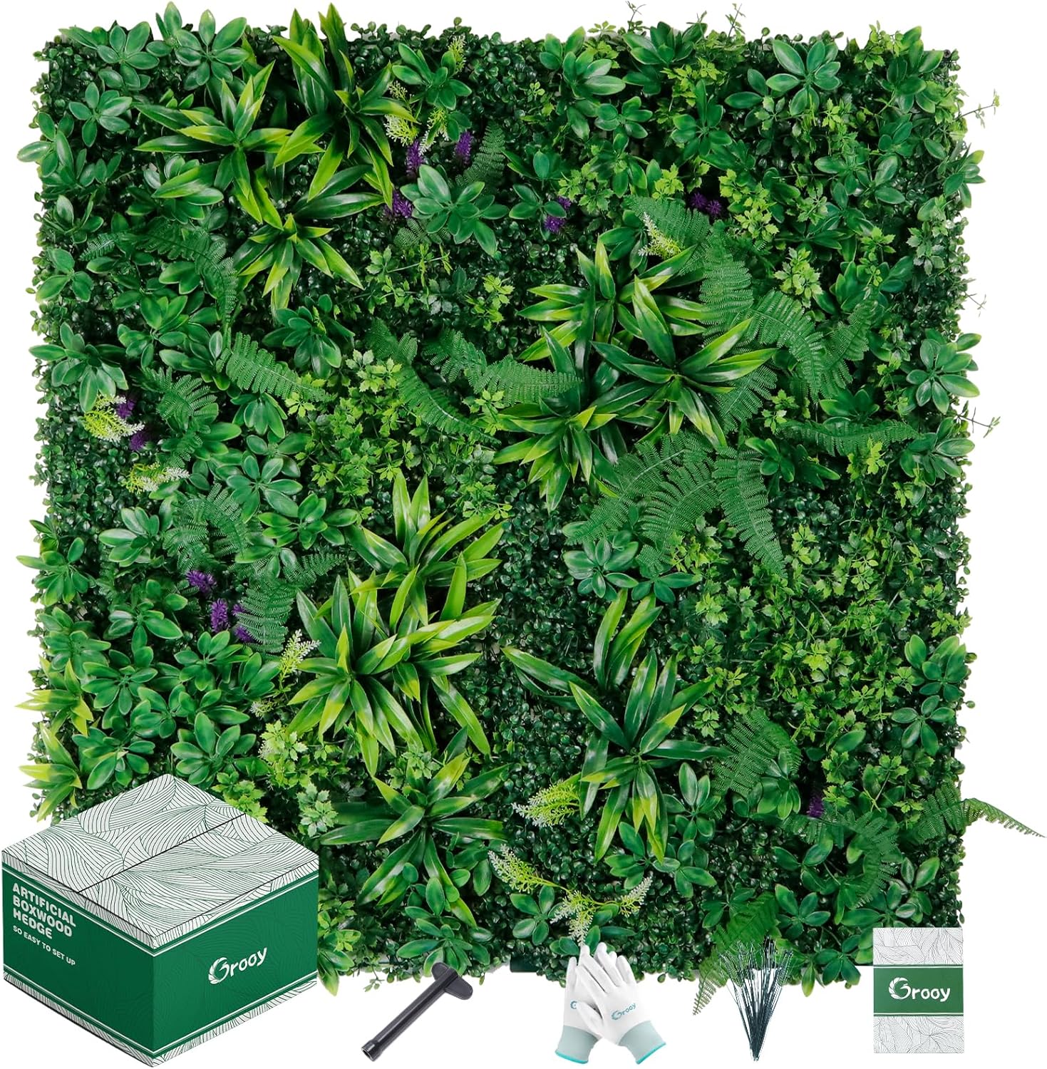 Artificial Boxwood Panels, Grass Wall Panels 20"x20"(8pcs), Privacy Hedge Fence Screen with UV Protection, Fake Greenery Backdrop for Indoor Wedding and Outdoor Garden Backyard