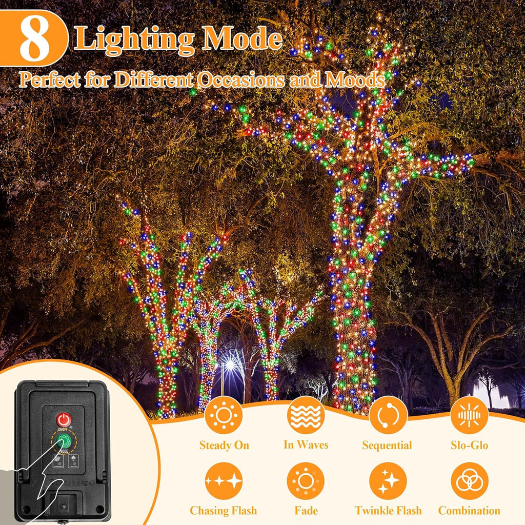 Solar String Lights 240LED 79FT, IP67 Waterproof String Lights for Outside with 8 Lighting Modes, Upgraded Solar Panel Fairy Lights for Garden Party Wedding Decorations (Multicolor)