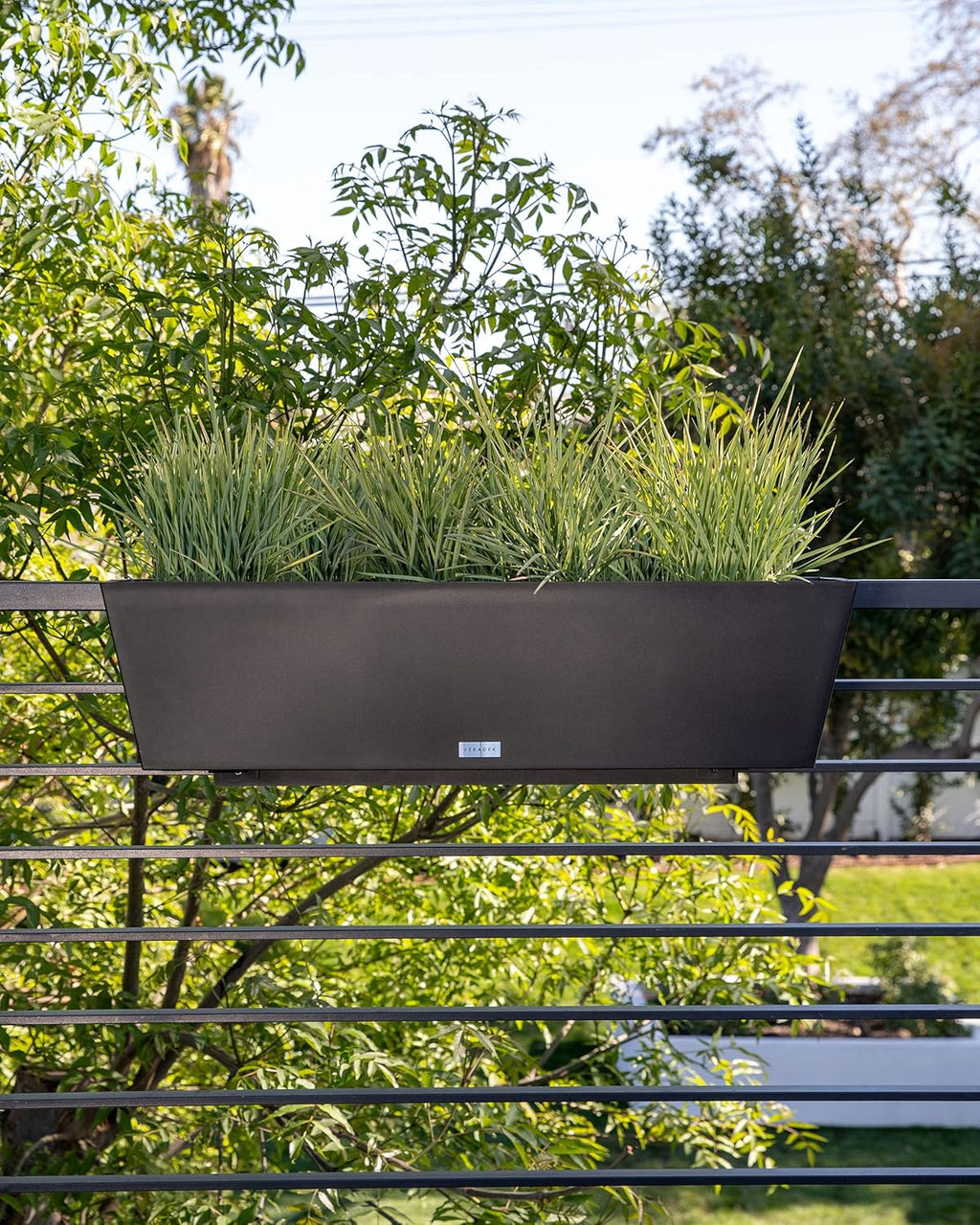 Veradek Pure Series Railing Planter - Plastic Hanging Planter for Outdoor Balcony/Fence | Durable All-Weather Use with Adjustable Brackets | Modern Décor for Flowers, Succulents, Hanging Plants
