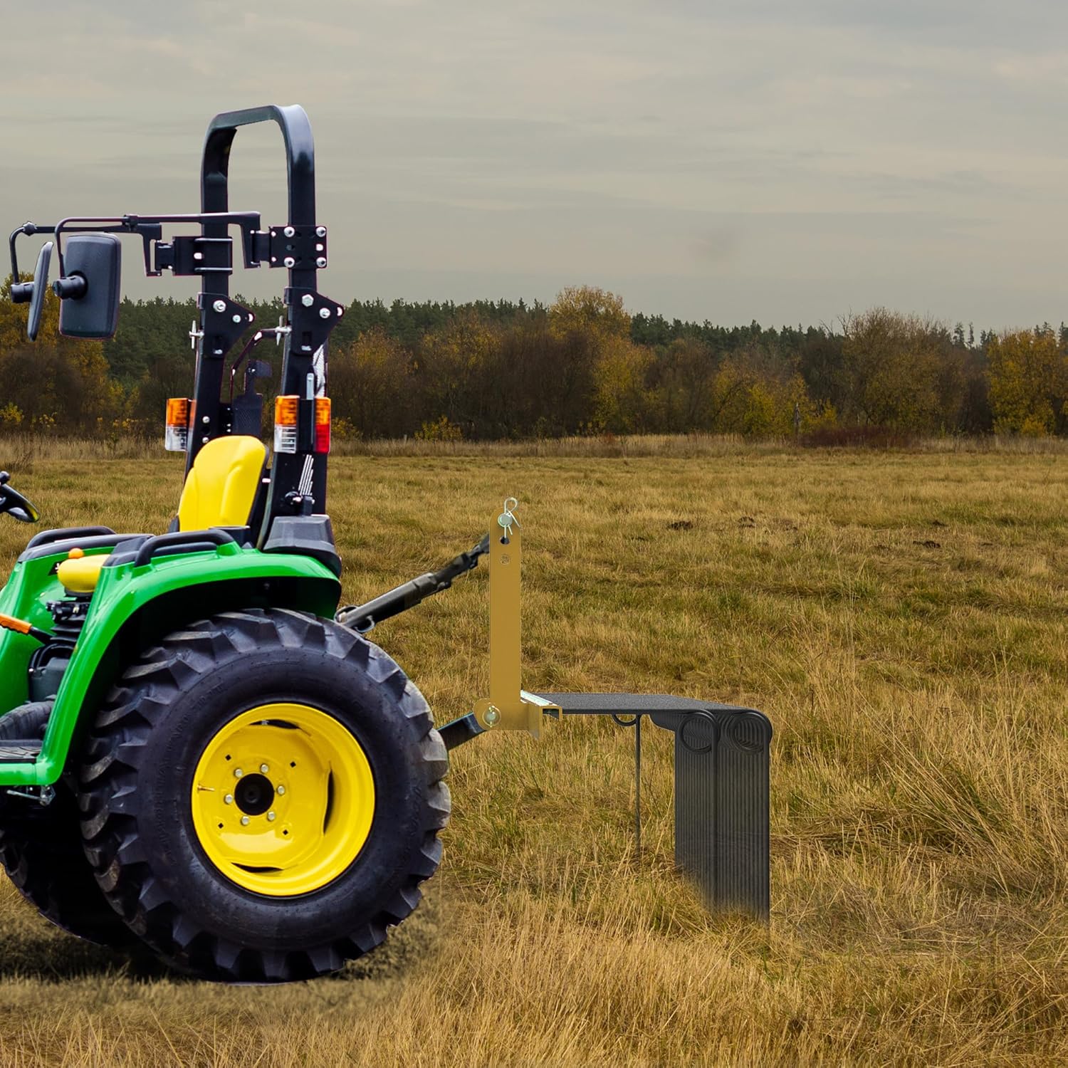 YITAMOTOR 60" Durable Powder Coated Steel Pine Straw Rake Steel Spring Landscape Rake Attaches to Cat-0 Cat-1,3 Point Hitch for Tractor, Yellow